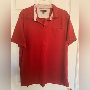 Banana Republic Polo Shirt: 💯% Cotton, Red, Side Slits, Short Sleeves XL